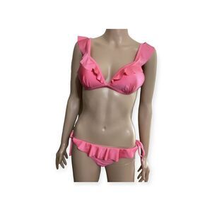 Pink Ruffled Bikini M